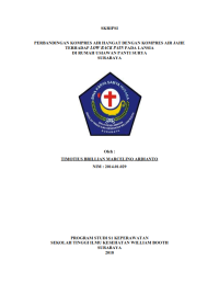 Image of Perbandingan kompres air hangat dan kompres air jahe terhadap low back pain pada lansia di panti usiawan surya Surabaya
