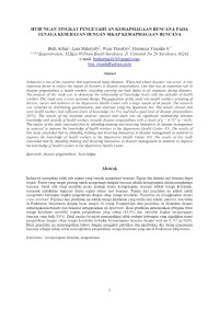 Image of HUBUNGAN TINGKAT PENGETAHUAN KESIAPSIAGAAN BENCANA PADA TENAGA KESEHATAN DENGAN SIKAP KESIAPSIAGAAN BENCANA